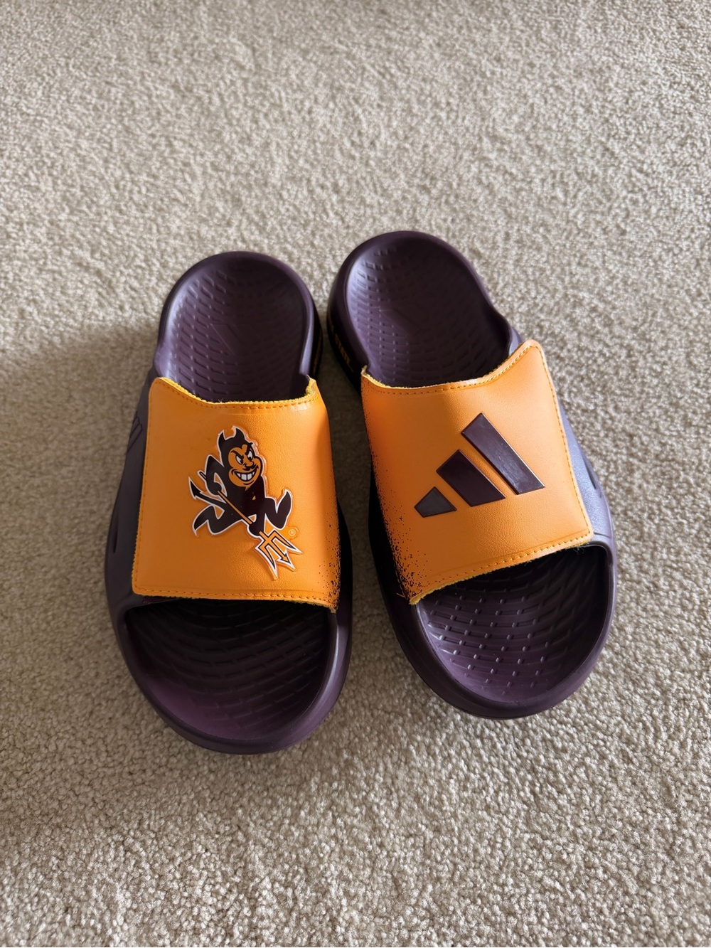 adidas Orange and Dark Purple Slide Sandals